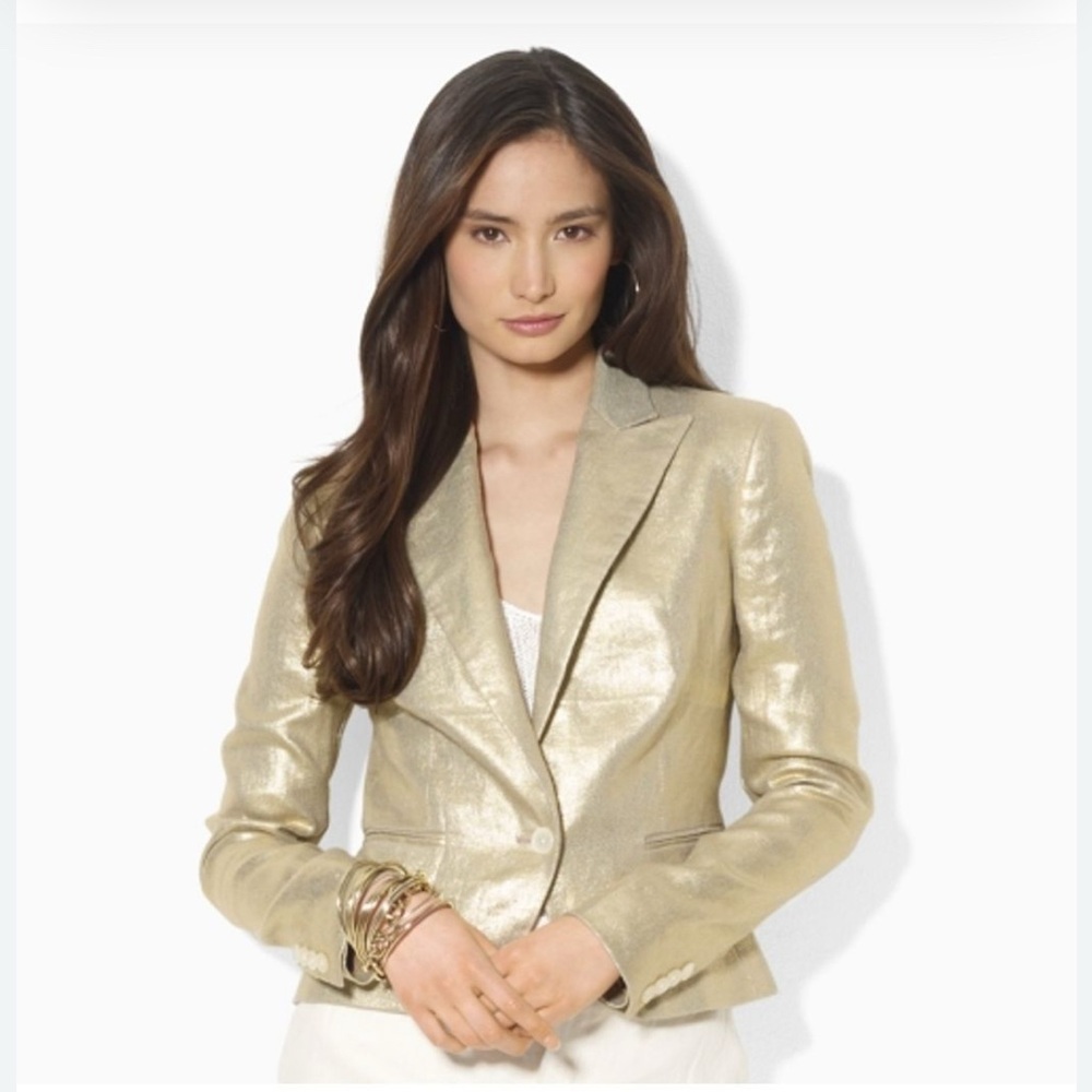 Ralph Lauren Gold/Tan Linen Blazer Sz. 14
